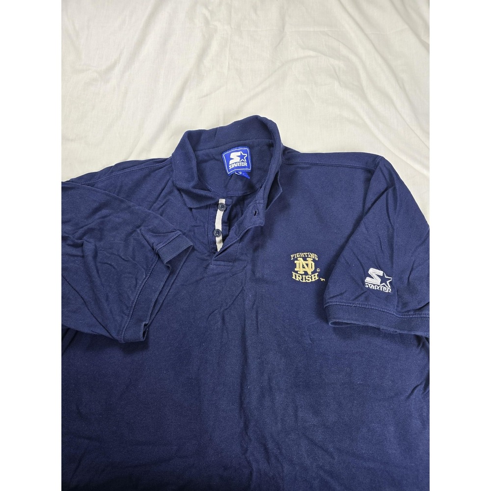 Notre Dame Fighting Irish Polo Shirt Mens XL Blue NCAA Football Starter Golf